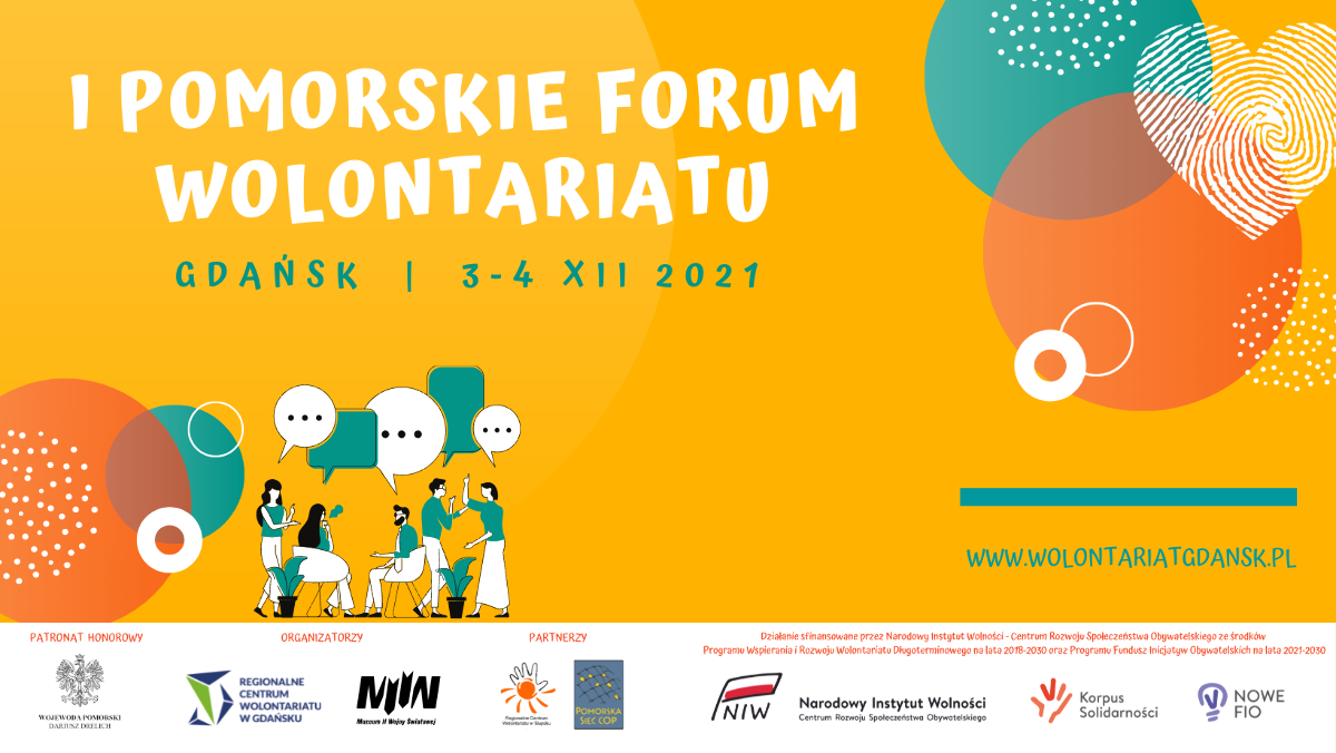 grafika _ I Pomorskie Forum Wolontariatu _ 3-4 XII 2021 w MIIWŚ
